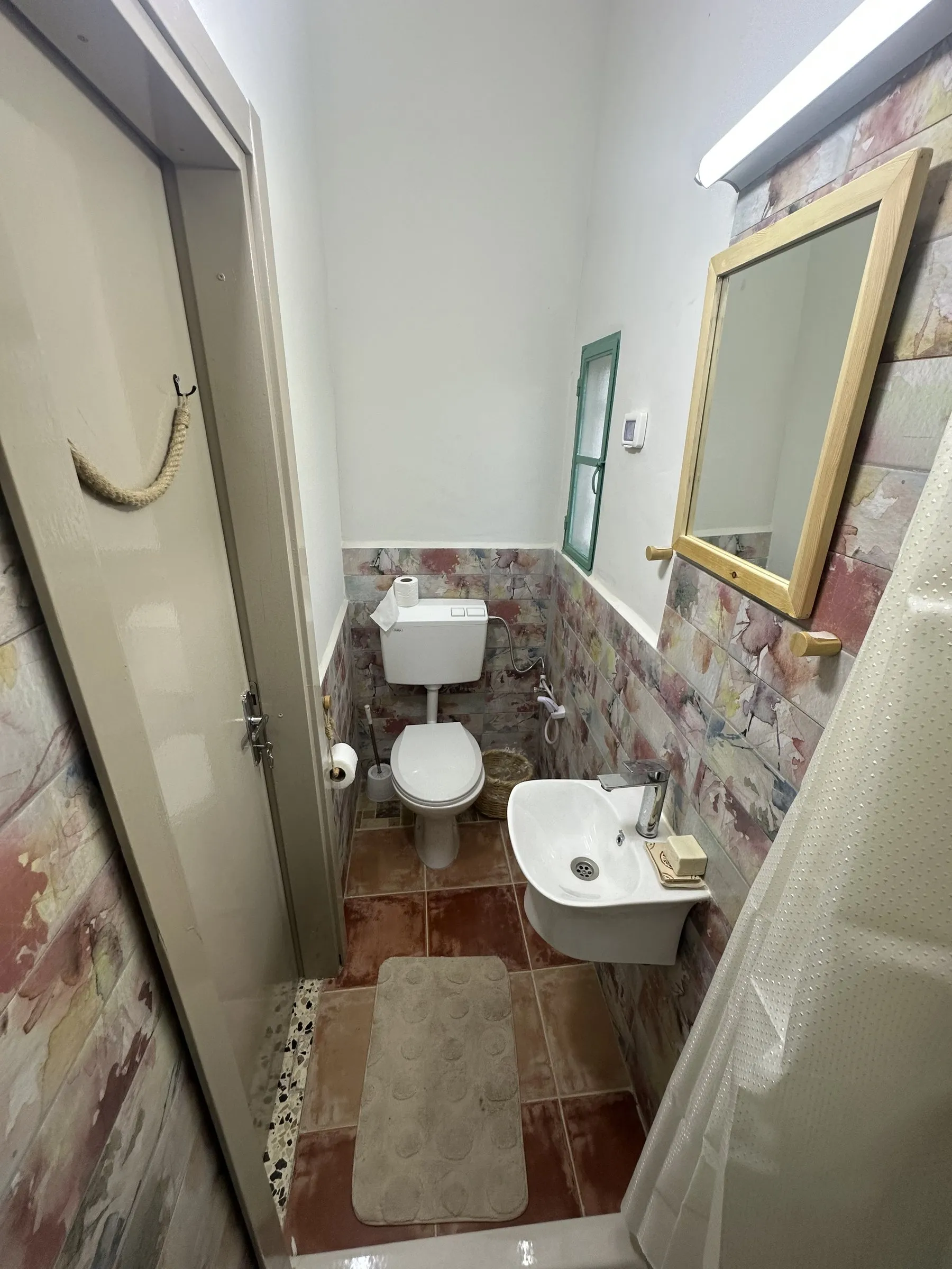 The twin room’s private bathroom